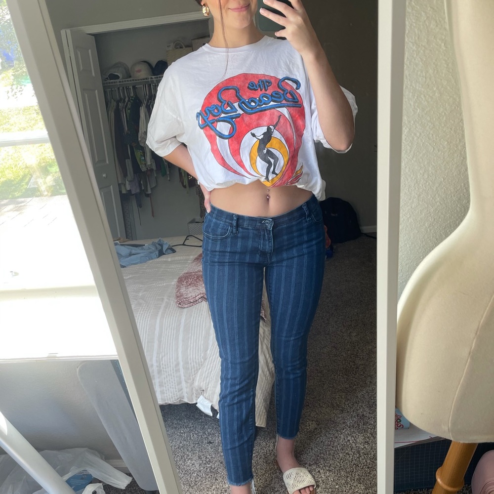 Striped two toned low rise skinny Jean